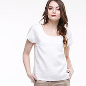 Одежда handmade. Livemaster - original item White linen blouse with short sleeves. Handmade.