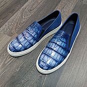 Обувь ручной работы handmade. Livemaster - original item Slip-ons made of genuine crocodile leather and natural suede.. Handmade.