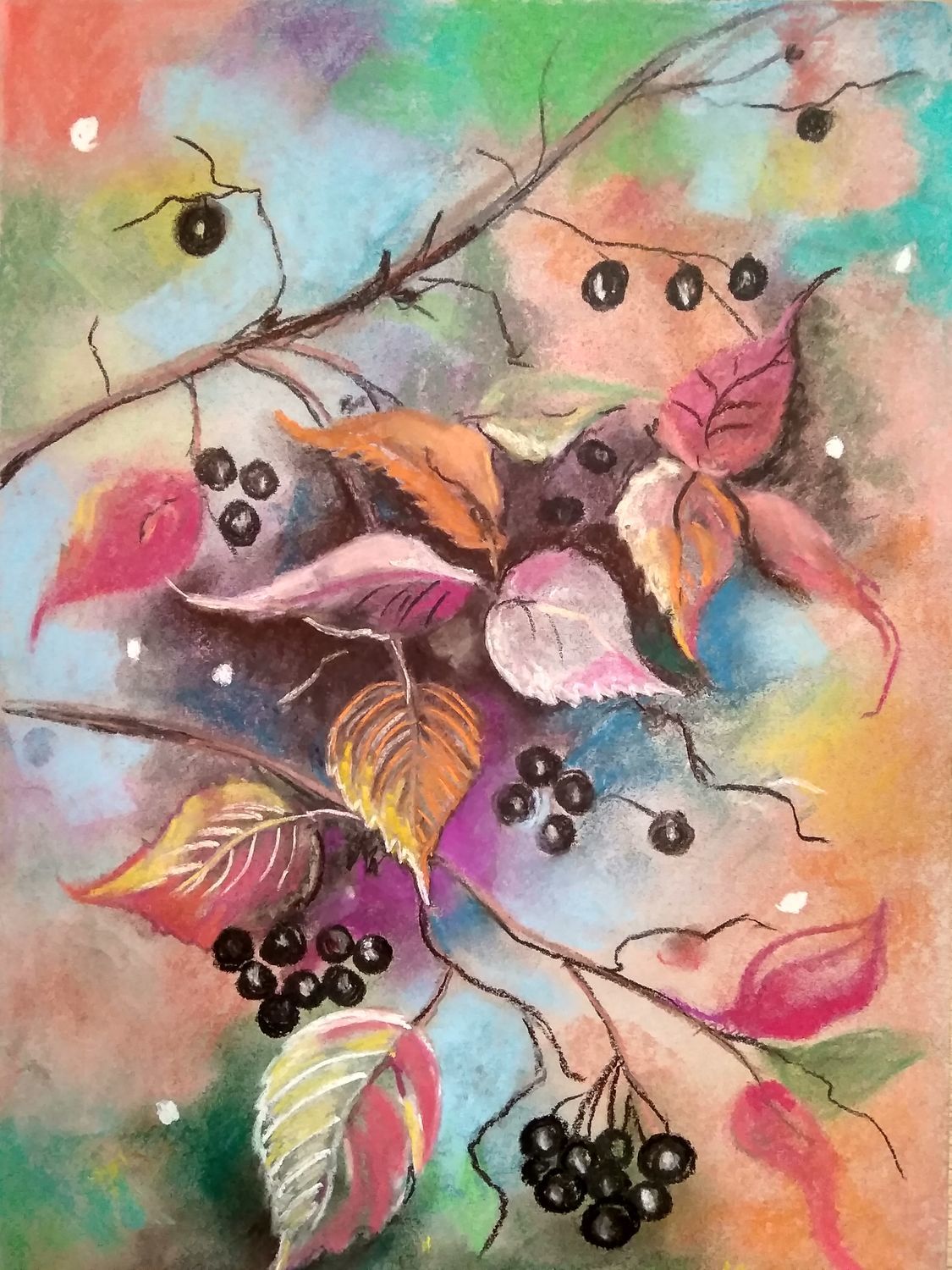 Осенняя композиция пастелью сухой