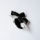 Domino Leather flower brooch black and white with stamens. Brooches. De-Si-Re. My Livemaster. Фото №6