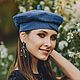 Джинсовый берет на ножке DENIM женский. Синяя беретка, хлопок. Береты. MoroshkaHats Головные уборы. Ярмарка Мастеров.  Фото №4