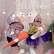 Куклы и игрушки handmade. Livemaster - original item Hares Christmas. A couple. Lovers.. Handmade.