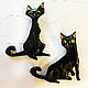 Brooches ' Black cats with green eyes, black, cat', Brooches, Bryukhovetskaya,  Фото №1