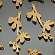 Подвески металлические из латуни с покрытием матовое золото в виде ветки с листьями для использования в сборке украшений