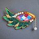 Brooch WING beading, sequins, silk, straw, pearls, Brooches, Moscow,  Фото №1