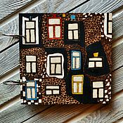 Канцелярские товары ручной работы. Ярмарка Мастеров - ручная работа Sketchbook wood cover 16x16sm "Hundertwasser-4". Handmade.