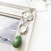 Украшения handmade. Livemaster - original item The pendant is a green agate stone on a sterling silver chain with stylish pendant greens. Handmade.