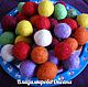 The felted balls are used to make baby mobiles, necklaces, earrings, decorative curtains, Christmas decorations, garlands, toys, decorations, festive costumes.
