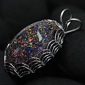 Украшения handmade. Livemaster - original item Dragon Egg. Pendant with lab opal. Black opals in resin. Handmade.
