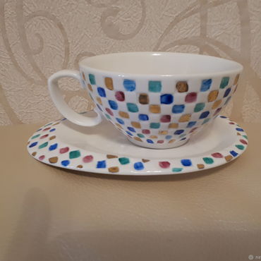 Посуда ручной работы. Ярмарка Мастеров - ручная работа Чайная пара "Мозаика". Handmade.