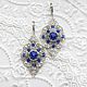 Ажурные серьги с кристаллами Сваровски Sapphire. Серьги классические. Алла Смирнова (allasmirnova). Интернет-магазин Ярмарка Мастеров.  Фото №2