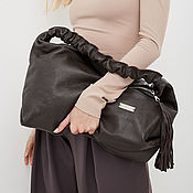 Сумки и аксессуары handmade. Livemaster - original item Bag Bag Leather Hobo Shopper Chocolate Large Unlined. Handmade.