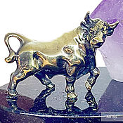 Для дома и интерьера handmade. Livemaster - original item Figurines: Bronze bull with amethyst new year`s gift 2021. Handmade.