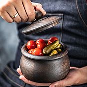 Посуда handmade. Livemaster - original item Dark oak serving barrel with lid. Handmade.