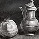 Still life with grenades and a piece of amphora. 75h100 cm. graphics. Pictures. Tatiana Chepkasova. My Livemaster. Фото №4
