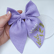 Украшения handmade. Livemaster - original item Lilac bow - embroidery 