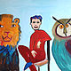 Просветленный мальчик, хитрый лев и внимательная сова. Картины. Ann (digitaliz). Интернет-магазин Ярмарка Мастеров.  Фото №2