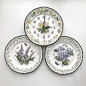 Посуда handmade. Livemaster - original item Painted porcelain Plates in the kitchen and watch the Flowers. Handmade.