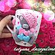 Набор с декором из полимерной глины "мишка Тедди". Кружки и чашки. tatyana_decorpolimer. Интернет-магазин Ярмарка Мастеров.  Фото №2