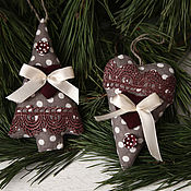 Сувениры и подарки handmade. Livemaster - original item Christmas tree textile decorations .Set of 2 pcs.. Handmade.
