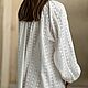 A white blouse made of boho-style summer sewing with pockets on the drawstring. Blouses. PolMary. My Livemaster. Фото №5