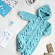 Baby knitted Romper with ears turquoise white. Overall for children. klukvaknit. Online shopping on My Livemaster.  Фото №2