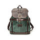  Women's leather backpack brown-green Canna, Backpacks, St. Petersburg,  Фото №1