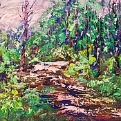 Картины и панно handmade. Livemaster - original item Oil painting forest path 
