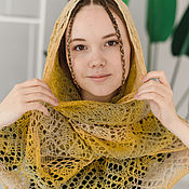 Аксессуары handmade. Livemaster - original item The shawl is Lime-colored, the cape on the shoulders is woolen. Handmade.
