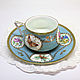 Painted porcelain. A couple of tea ' Morning dew', Single Tea Sets, Kaluga,  Фото №1
