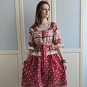 Одежда handmade. Livemaster - original item Dress red linen long Dove. Handmade.
