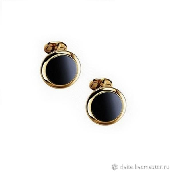 Запонки мужские с ониксом из желтого золота. Запонки на заказ в ...
