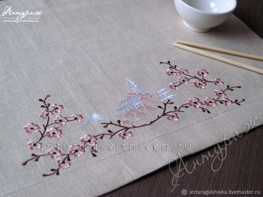 Схема вышивки «ветка цветущей сакуры» (№689660) - Вышивка крестом