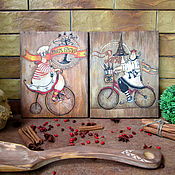 Картины и панно handmade. Livemaster - original item A pair of interior panels French chef. Handmade.