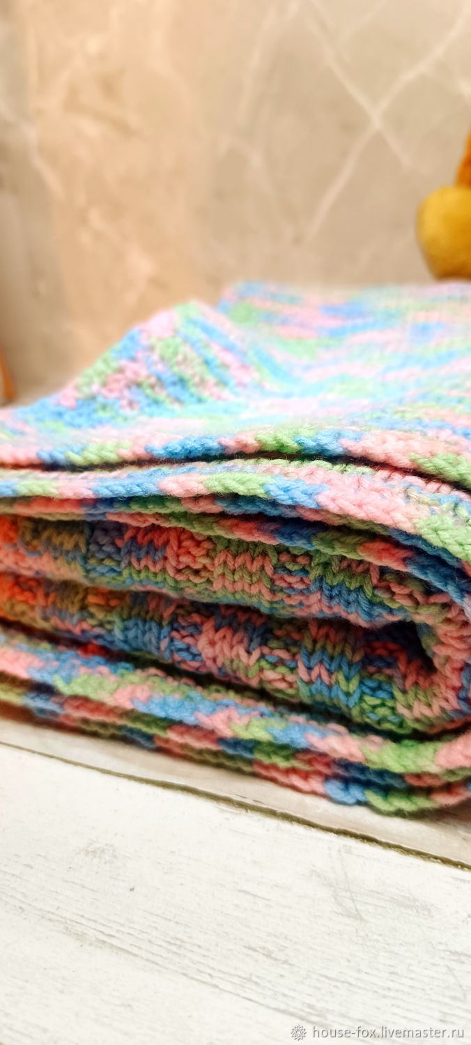 Детский плед Радуга ручной вязки в интернет-магазине Ярмарка Мастеров ...