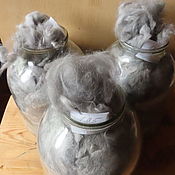 Материалы для творчества handmade. Livemaster - original item Fluff for spinning. From a rabbit. 5-7 cm length. Grey, delicate. Handmade.