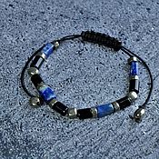 Украшения handmade. Livemaster - original item Lapis lazuli, pyrite and black agate bracelet 