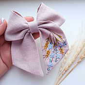 Украшения handmade. Livemaster - original item Bow with embroidery - Forget-me-nots, spikelets.. Handmade.