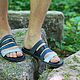 Sandals clogs Men's genuine leather Multicolor blue. Sandals. Katorina Rukodelnica HandMadeButik. Online shopping on My Livemaster.  Фото №2
