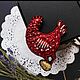 Брошь  вышитая  -  Курочка Ряба с золотым яичком, Брошь-булавка, Москва,  Фото №1