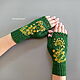 Order  Knitted mittens with embroidery Dill green. Lace knitting workshop. Lidiya.. Livemaster. . Mitts Фото №3