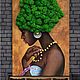 Картина Африканка с стабилизированным мхом 70х50 см, Фитокартины, Чернушка,  Фото №1