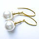 Серьги с жемчугом Сваровски.(Pearl white). Серьги классические. Марина Кирилина авторские украшения. Ярмарка Мастеров.  Фото №6