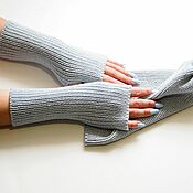 Аксессуары handmade. Livemaster - original item Mittens: knitted blue mittens for women. Handmade.