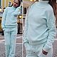 Cashmere costume with braids on the sleeves Delicate mint, Suits, Moscow,  Фото №1