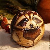 Для дома и интерьера handmade. Livemaster - original item Raccoon musical souvenir toy roly-poly musical ball. Handmade.
