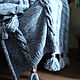 Вязаный меланжевый плед с кисточками Blue Jeans. Пледы. Pompon - вязаный текстиль для дома. Ярмарка Мастеров.  Фото №4