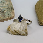 Украшения handmade. Livemaster - original item White gold ring with diamonds and sapphire. Handmade.