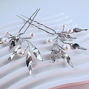 Свадебный салон handmade. Livemaster - original item Paired hairpins with pearls for the bride`s hairstyle. Handmade.