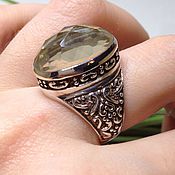Комплект серьги  кольцо с цитрином